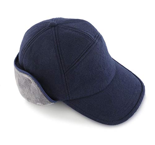 Home Prefer Winter Warm Skull Cap For Men Baseball Visor Cap Dad Hat Neck Cover Hat Navy Blue Large #TOP3