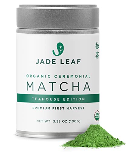 Jade Leaf Organic Ceremonial Grade Matcha Green Tea Powder - Authentic Japanese Origin - Teahouse Edition Premium First Harvest (3.53 Ounce)