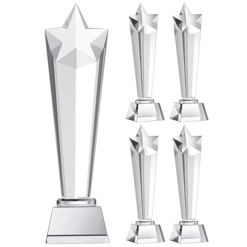 Meooeck 4 Pcs Star Crystal Glass Trophy Award Tournament Prizes