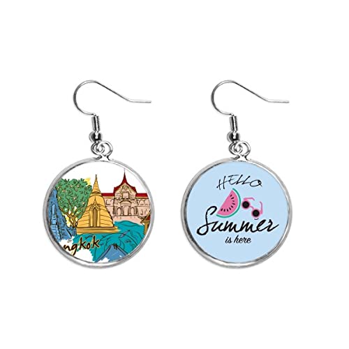 Pendientes de sandía estilo acuarela de Bangkok Tailandia para verano