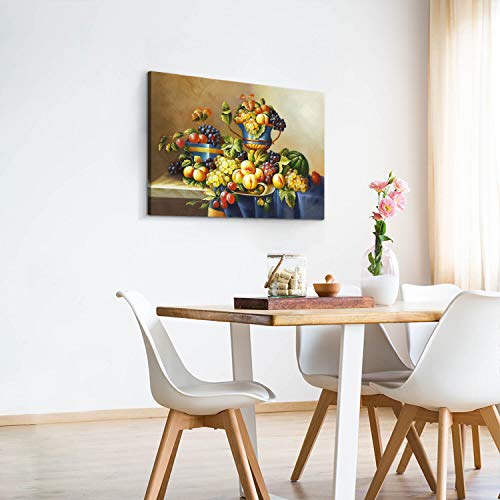 Artistic Path Fruit Artwork Vintage Picture Print: Fresh Vegetables And Fruit Art On Canvas For Kitchen (36''W X 24''H,Multi-Sized) #TOP4