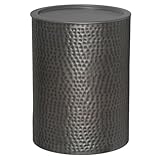 SIMPLIHOME Corbin 16 inch Wide Metal Side Table in Hammered Antique Copper, Round Drum Design End Table for Living Room, Family Room, or Entryway, Industrial Style, Assembled