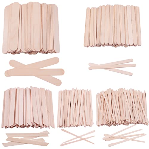 BQTQ 300 Stücke Holzspatel für Haarentfernung Holzspatel Waxin Spatel Holz Waxing Sticks Holzstäbchen Holzmundspatel Wachs Spatel für Haarentfernung Basteln, 5 Stile