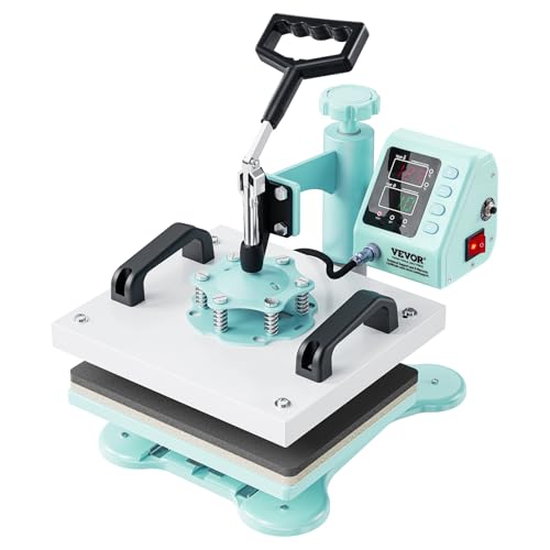 Image of VEVOR Heat Press, 12 x 10inch Heat Press Machine, 360 Swing Away T-Shirt Pressing Machine, Fast and Even Heating, Digital Precise Control, Heat Transfer Machine for T-Shirts /Pillows /Bags, Green