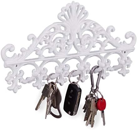 Esschert Design Garderobenleiste Mit 4 Haken - Gusseisen, Schlüssel-Motiv, Ca. 29 Cm