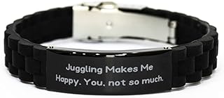 Juggling Makes Me Happy. You, not so Much. Juggling Black Glidelock Clasp Bracelet, Perfect Juggling Gifts, Engraved Bracelet for Men Women