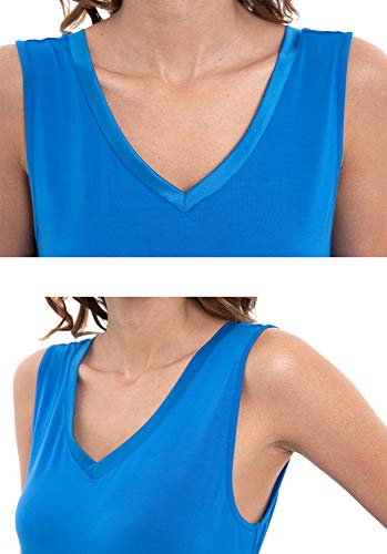 Image of GYS Cooling Bamboo Viscose Nightgowns for Women, Lightweight Sleeveless V Neck Sleep Shirt for Hot Sleepers, Soft Night dress