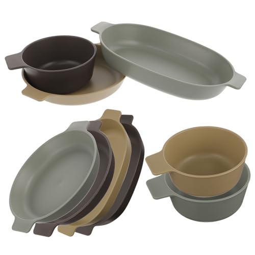 Happyyami Outdoor Picnic Dinnerware Portable Dishware Set Camping Plates Bowls Plastic Dinnerware Lids Lightweight Serving Bowl