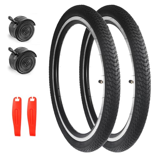 Pneus vélo pliables 20 x 1.75 avec chambre à air 20" AV35MM 47-406 pneu noir pour VTT et tricycle