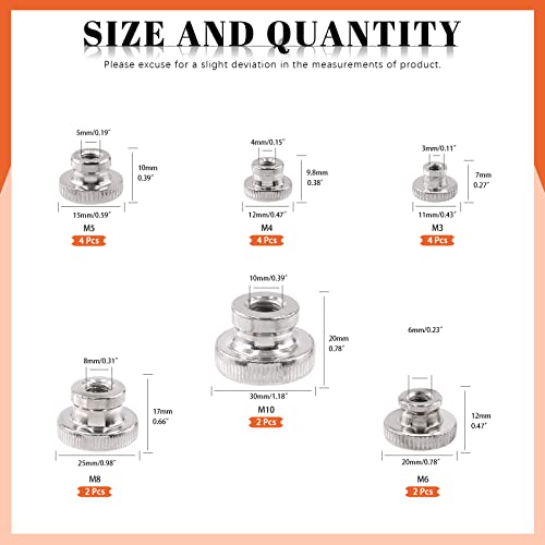 Tanstic 42Pcs Knurled Thumb Nuts, M3 M4 M5 M6 M8 M10 Round Knobs Fasteners With Nickel Plated Adjusting Nuts Metric Thread #TOP1