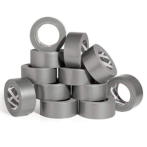 Silver Duct Tape - 12 Roll Multi Pack - 30 Yards x 2 Inch - Strong, Flexible, Waterproof and Tear by Hand - Bulk Value for Home Use, Do-It-Yourself Projects and Repairs
