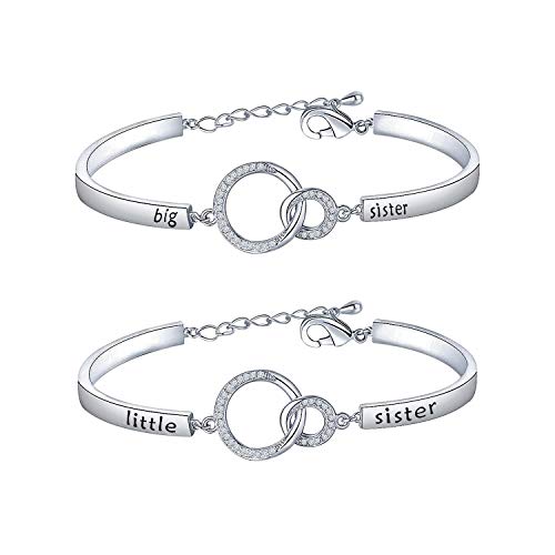 BNQL Sorority Big Sister Little Sister Bracelets Set Sisters Gift CZ Interlocking Circles Jewelry (big little sister bracelet set S)
