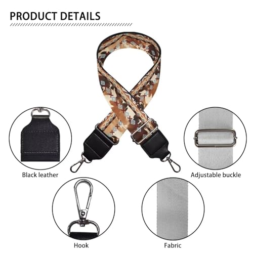 Image of Wide Bag Straps Replacement Crossbody Boho Navajo Guitar Straps for Handbags /Purses /Messenger /Duffel Bags Backpack Straps Replacement Adjustable Length from 30 inch to 50.3 inch Aztec