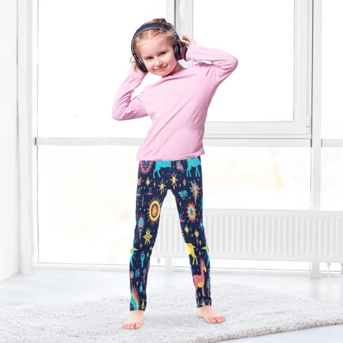Bolaz Toddler Girls Leggings Printed Yoga Pants Leggings Yellow Blue Horses for Kids4