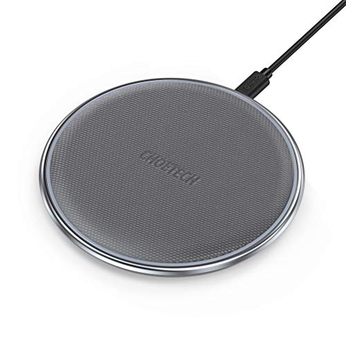 CHOETECH Wireless Charger, Qi Certified Zinc-Alloy & PU Ultra-Slim 10W Max Wireless Charging Pad, Compatible iPhone XS/XS Max/XR/X/8/8+, Galaxy Note 10/S20/S20+/S10/S10+, 5W all Qi Enabled Devices