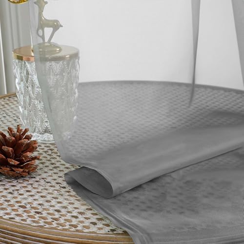 Image of OWENIE Grey Sheer Curtains 120 Inches Long 2 Panels Set, Airy Lightweight Sheer Grey Curtains for Living Room Bedroom, Farmhouse Voile Filmy Rod Pocket Curtains Drapes, 2 Pcs, Each 59 inch Wx120 L Inch