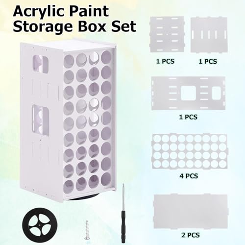 Image of Yolispa Acrylic Paint Organizer, 2oz Craft Paint Storage Organizer with 72 Holes, 360 Spining Paint Organizer, Paint Holder Rack, Vertical Paint Organizer Holder Stand for Apple Barrel, Folkart