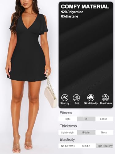 Women's Sexy Deep V-Neck Ruffle Sleeve Mini Dresses Summer Casual Bodycon Beach Cocktail Party Club Short Dress4