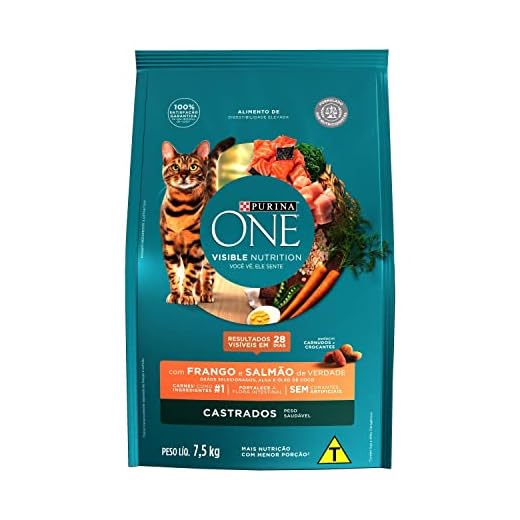 NESTLÉ® PURINA® ONE® Ração Seca para gatos adultos castrados todas as raças Frango e Salmão 7,5kg