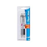 Paper Mate Design Retractable Medium Point Pens, 2 Floral Design Black Ink Pens
