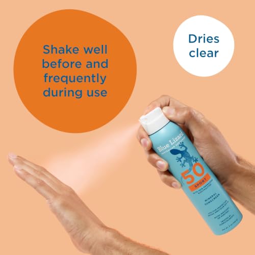BLUE LIZARD Sport Mineral Sunscreen Spray SPF 50+, Dermatologist-Recommended Brand, Broad-Spectrum UVA/UVB Protection, Water-Resistant, Zinc Oxide Formula, Vegan, 5 fl oz - image 5