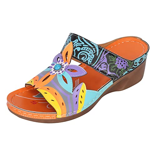 Sandales Femmes Nu-pieds Orthopédique Compensées Sandale Confortable de Plage Offre de Printemps Pantoufles Femme ete Respirantes Semelles épaisses...