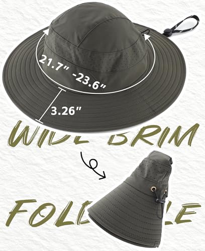 Image of Connectyle UPF 50+ Wide Brim Sun Hat for Men Women UV Protection Bucket Hats Outdoor Breathable Safari Hat for Fishing Hiking