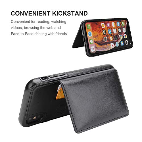 Kihuwey Iphone Xs Wallet Case Iphone X Wallet Case Credit Card Holder, Premium Leather Kickstand Durable Shockproof Protective Cover Iphone X/Xs 5.8 Inch(Black) #TOP4