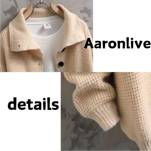 Aaronlive カーディガン メンズ ニット セーター 無地 ゆったり の商品画像 4