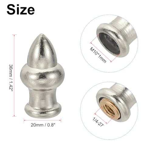 Image of PATIKIL 36 x 20mm Lamp Finials Caps Knob, 2 Set Solid Lamp Shade Top Decoration Screw Cap Nuts with Brass Reducing Adapter for Table Lamps Floor Lamps, Nickle Color