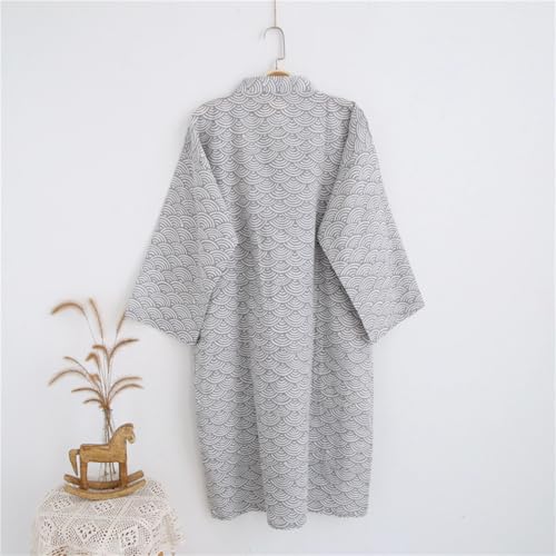 Image of SIQITECHNO Men Kimono Robe Cotton Yukata Spa Sauna Bathrobe Sleepwear Japanese Kimono for Women Loungewear Nightgown Dressing