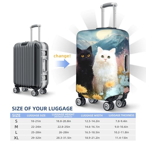 Cat And White Cats In The Flowers Elastic Travel Luggage Covers Dustproof Scratch-Resistant Suitcase Protector Fit 22-24 Inch4