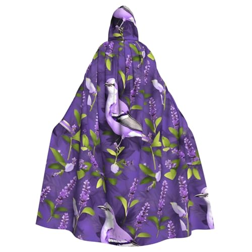 Cape à capuche imprimé floral violet pour carnaval et fête de mariage