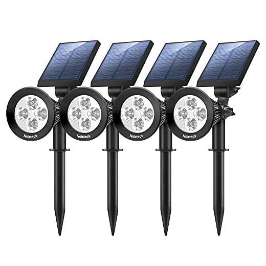 Nekteck 4 Pack Solar Lights,2-in-1 Outdoor Solar Spotlights Powered Adjustable Wall Light Landscape Lighting,Bright and Dark Sensing,Auto On/Off for Yard, Pathway, Walkway, Garden, Driveway(White)