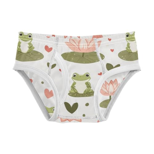 Wusikd Cute Frogs Lotus Boys' Underwear Cotton Flowers Boys Briefs Soft Toddler Underwear 2T