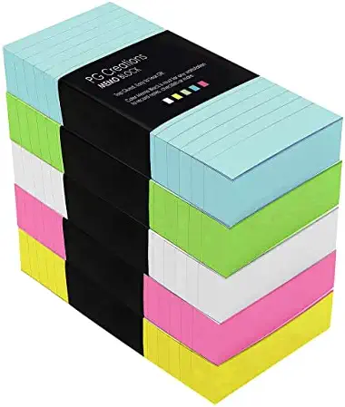 PG Creations Small Size Writing Notepad, Single Side Ruled, 3 x 6 Inch, Tear Off Sheets, Multicolor - (58 Gsm, 250 Sheets per Pad, Pack of 5 Rough Notepad)