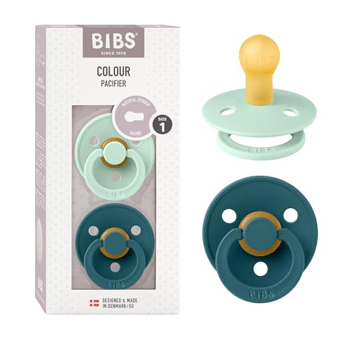 Image of Bibs Colour Pacifier 2-Pack | BPA Free Soother, Round Nipple. Natural Rubber Latex,