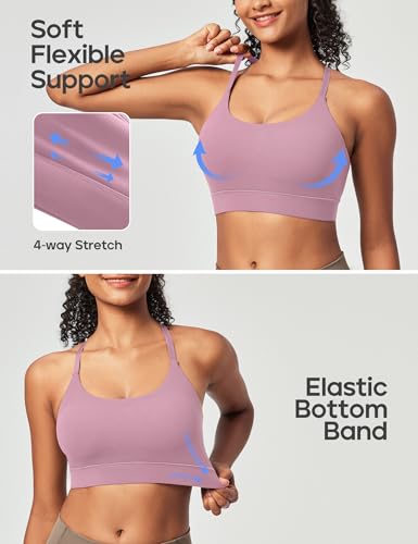 Image of Heathyoga Sports Bras for Women Adjustable Strappy Sports Bra Y-Back Low Impact Racerback Workout Bra with Removable Pads
