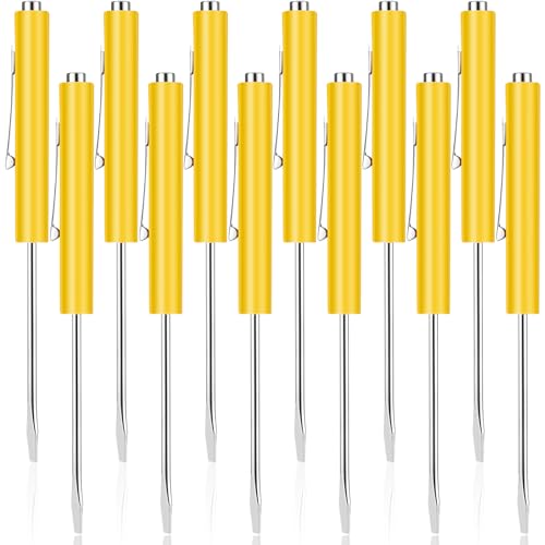 Image of 12 Pieces Pocket Screwdriver Mini Tops And magnetic pocket screwdriver with A Single Blade Head for Mechanical, Electrician (yellow)