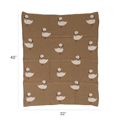 Image of Creative Co-Op Cotton Knit Baby Blanket with Ducklings, Multicolor