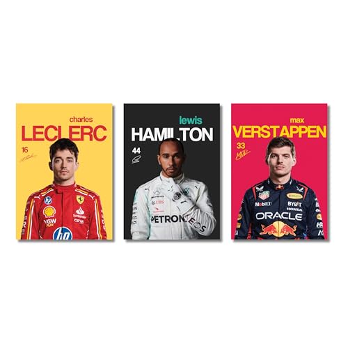 Image of Live Mad Live Crazy (LMLC) Formula 1 Drivers Vertical Wall Paper Poster Pack - Set of 3, A4 Size, 9x12 inch Unframed Art Prints - Home, Bedroom, Living Room & Decor - Aesthetic, Matte Finish