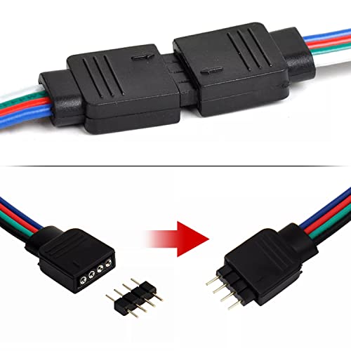 Meruido 10Pcs 4 Pin Conductor 10 Mm Wide Led 5050 Rgb Strip Light Connector Strip To Controller Jumper Solderless Clamp On Pigtail Adapter #TOP3
