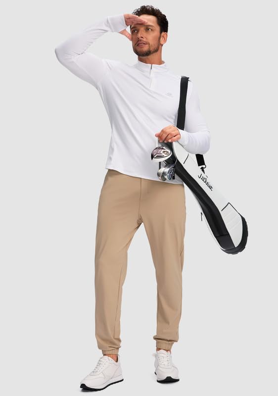 Soothfeel Men's Joggers with Zipper Pockets Golf Joggers Lightweight Sweatpants Athletic Workout Pants for Men Track 30" (Light Khaki, XL) - Image 6