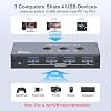 THXCDBID Switch USB 3.0 para compartir 3 computadoras con 4 puertos USB-A, selector USB 5Gbps para teclado, mouse, impresora y escáner, incluye 3 cables USB 3.0 y control remoto IR 4