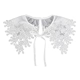 AHANDMAKER White Lace Collar, Embroidered Lace Neckline Collar, Floral Detachable Blouse False Collar Trim Decorative Collar for Women and Girls Costume Sewing Craft Supplies