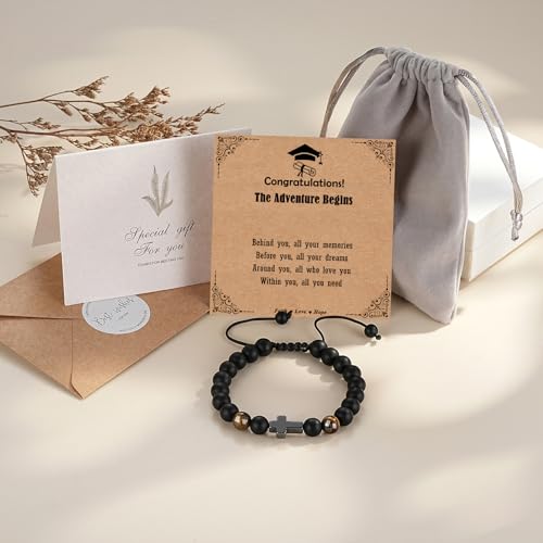 Pulsera de comunión para niño con cruz de cuentas negras y diseño elástico ajustable 6