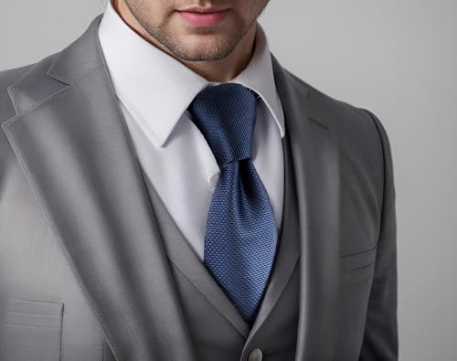 S&W SHLAX&WING Gravatas masculinas Skinny Solid Blue Slim Tie Business Silk