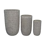 Vasi Set 3 Vasi Oleandro in Fibra di argilla Grigio
