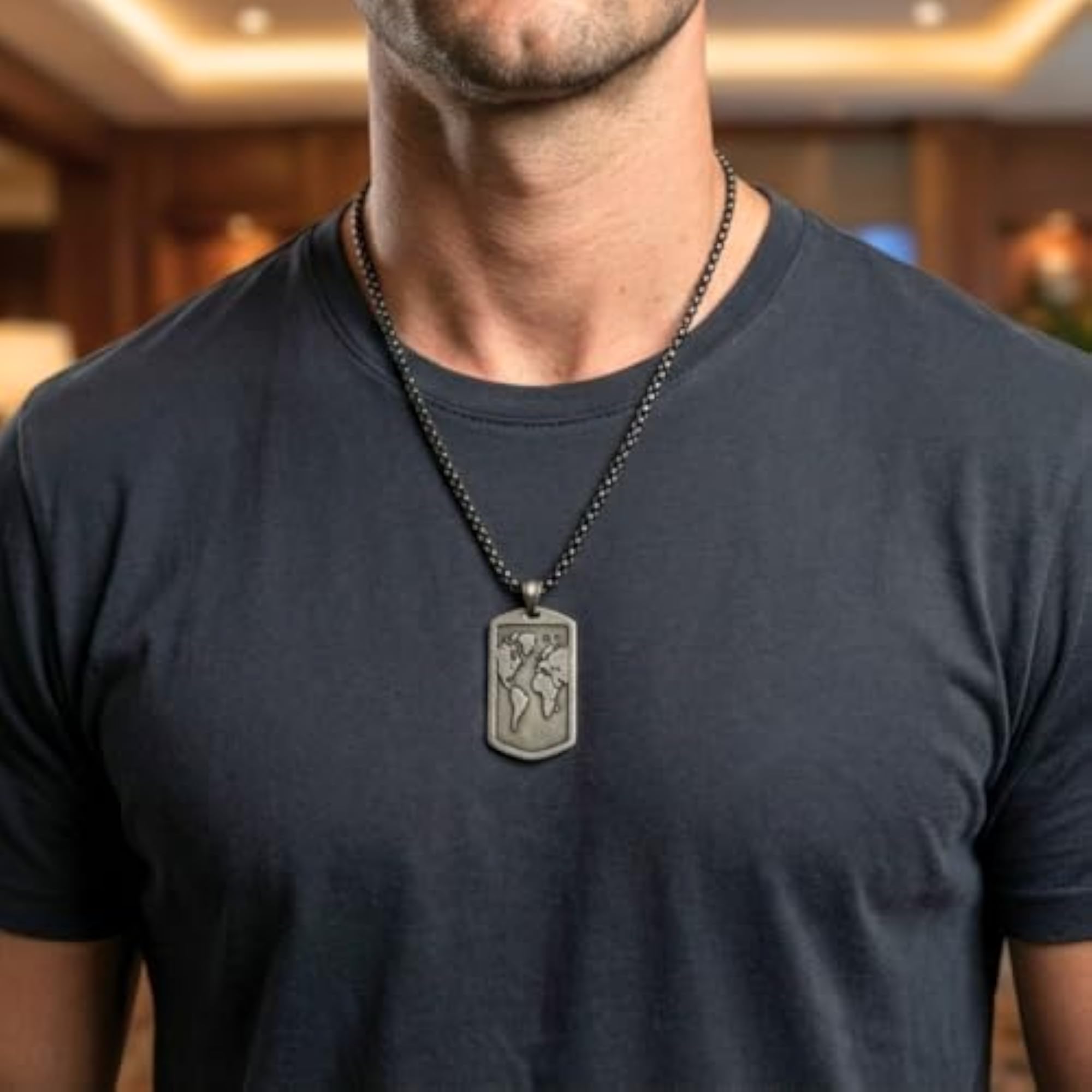 Boys' Titanium Steel Pendant with Round Box Chain Necklace
