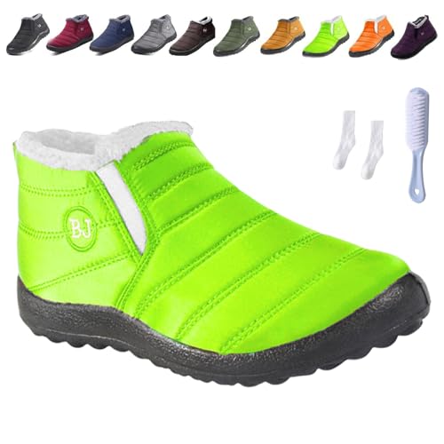 Boojoy Winter Boots,Indicativey Snow Boots Non-Slip Waterproof Fur Lining Thickening Warm Ankle Snow Boots for Women Men